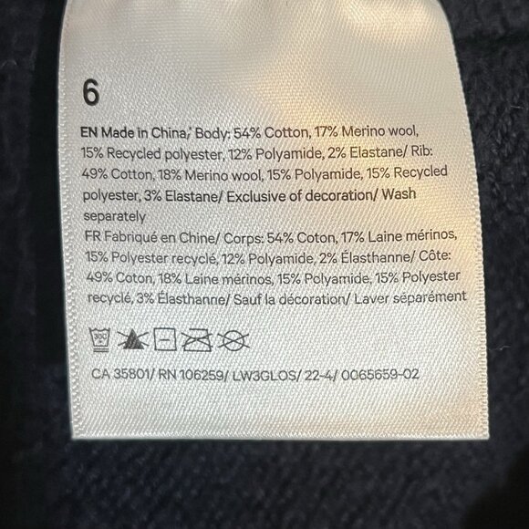 Lululemon Women 6 Brushed Cotton Merino Wool Blend Sweater Navy Blue Turtleneck - Picture 12 of 12